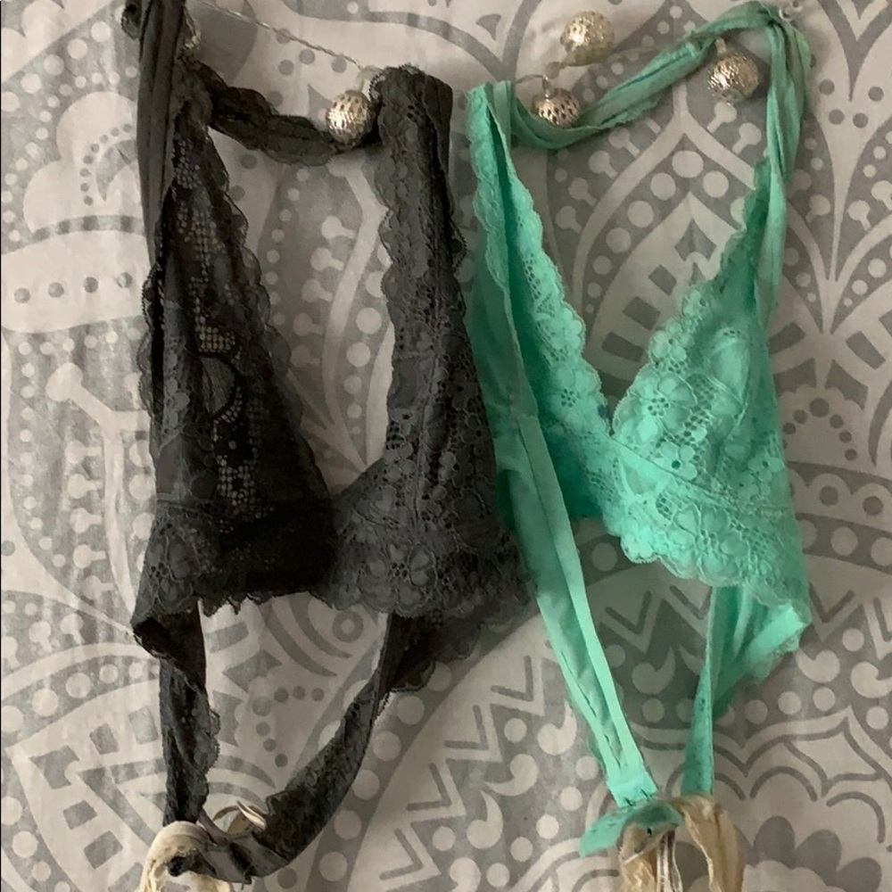 Free people Galloon Lace Halter Bralettes